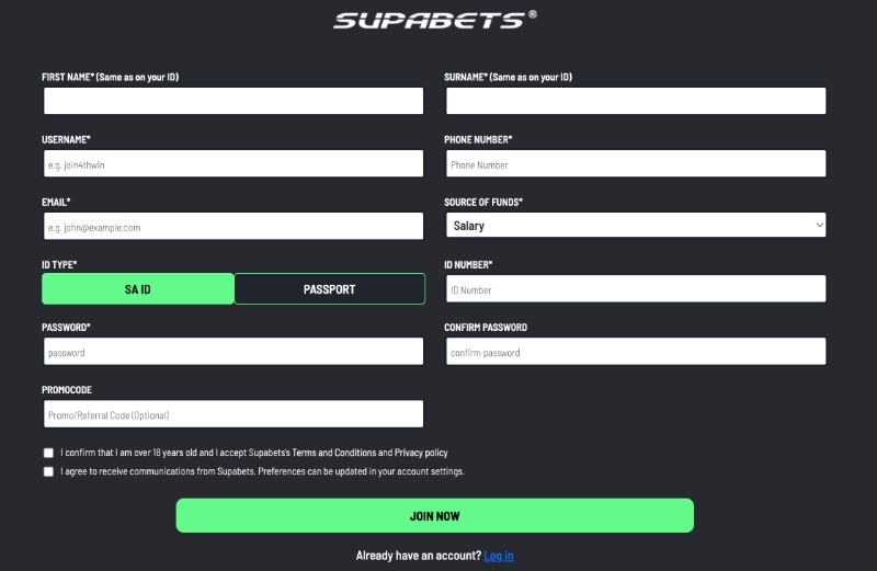 Registration Form Supabets